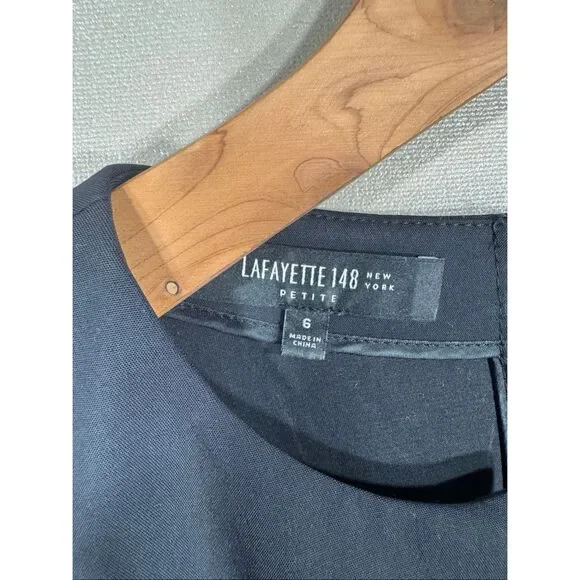 Lafayette 148 Leather Detailed Sheath Dress MSRP:$798 6-Petite - Picture 3 of 13